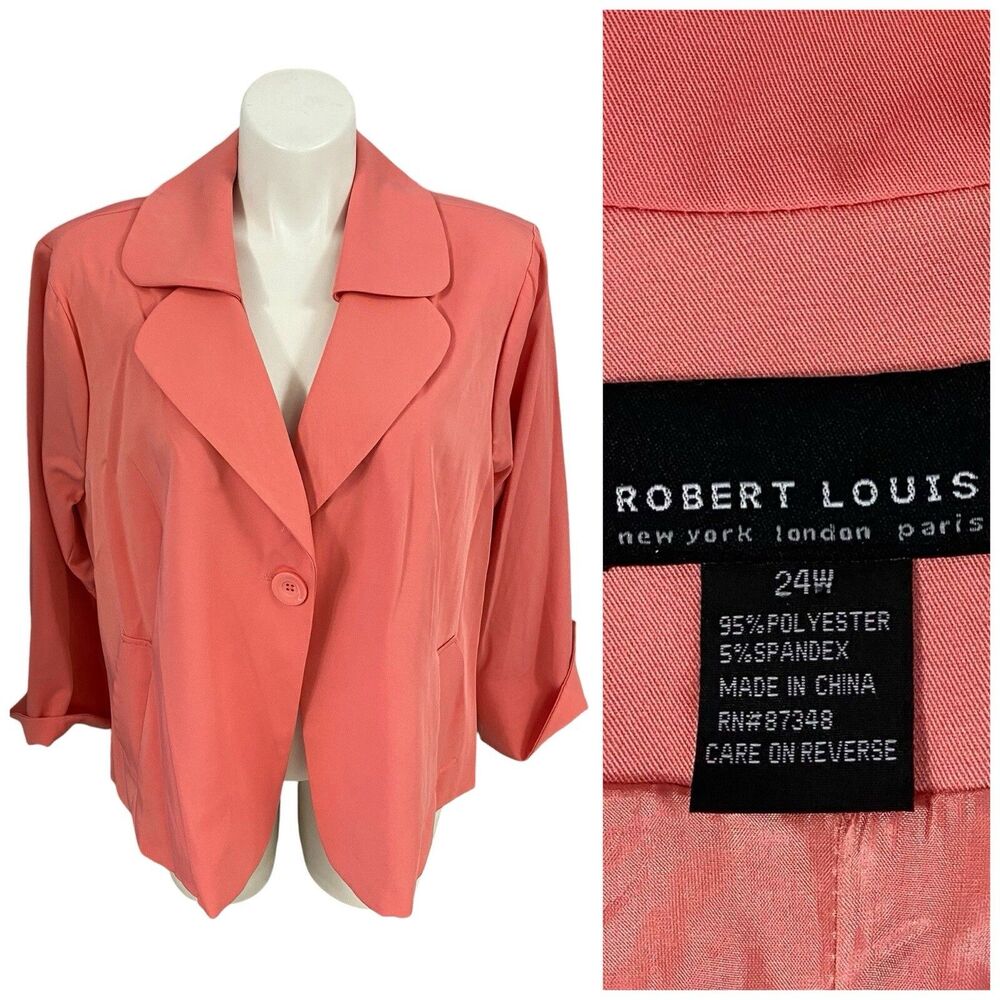 Robert Louis Blazer Womens 24W Orange Fall Autumn Harvest Work Office Jacket